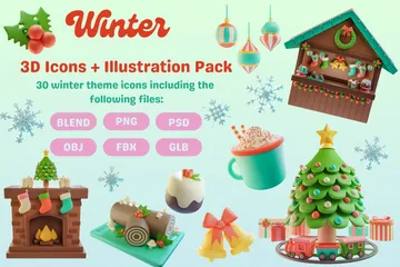 Vacaciones de invierno 3D Icon Pack