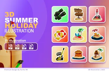 Vacaciones de verano Paquete de Icon 3D