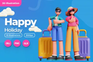 Vacaciones en pareja Paquete de Illustration 3D