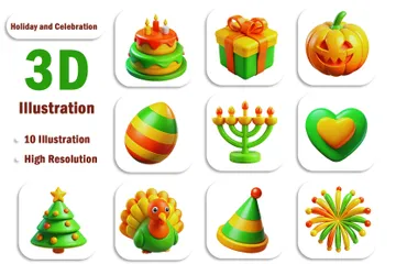 Vacaciones y celebración Paquete de Icon 3D