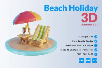 Vacances à la plage Pack 3D Icon