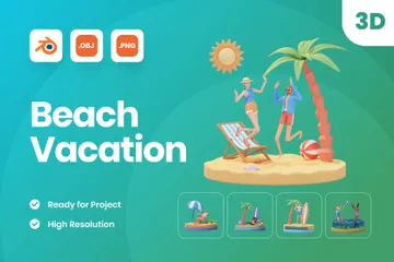 Vacances à la plage Pack 3D Illustration