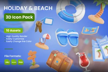 Vacances d'été Pack 3D Icon