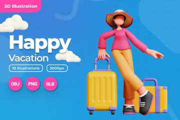 Vacances féminines Pack 3D Illustration