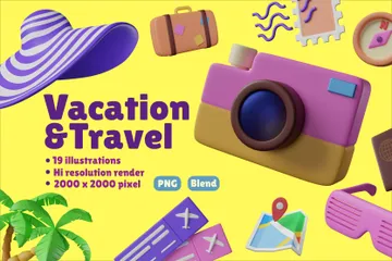 Vacation And Travel 3D Icon Pack