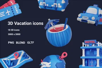 Vacation And Travel 3D Icon Pack