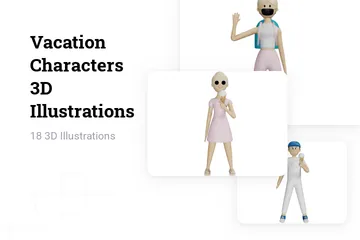 Vacation Characters 3D Illustration Pack