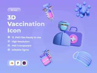 Vaccination 3D Icon Pack