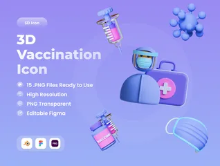 Vacinação Pacote de Icon 3D