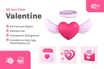 バレンタイン 3D Iconパック