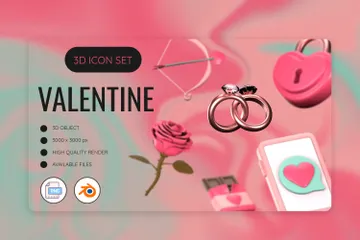 バレンタイン 3D Iconパック