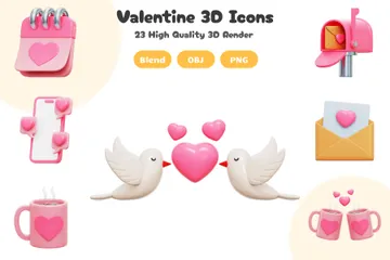バレンタインデー 3D Iconパック