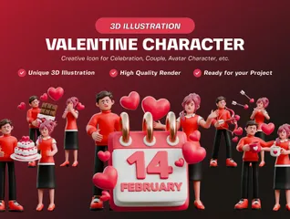 Caractère de la Saint-Valentin Pack 3D Illustration