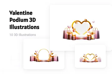 Podium de la Saint-Valentin Pack 3D Illustration