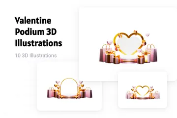 Valentine Podium 3D Illustration Pack