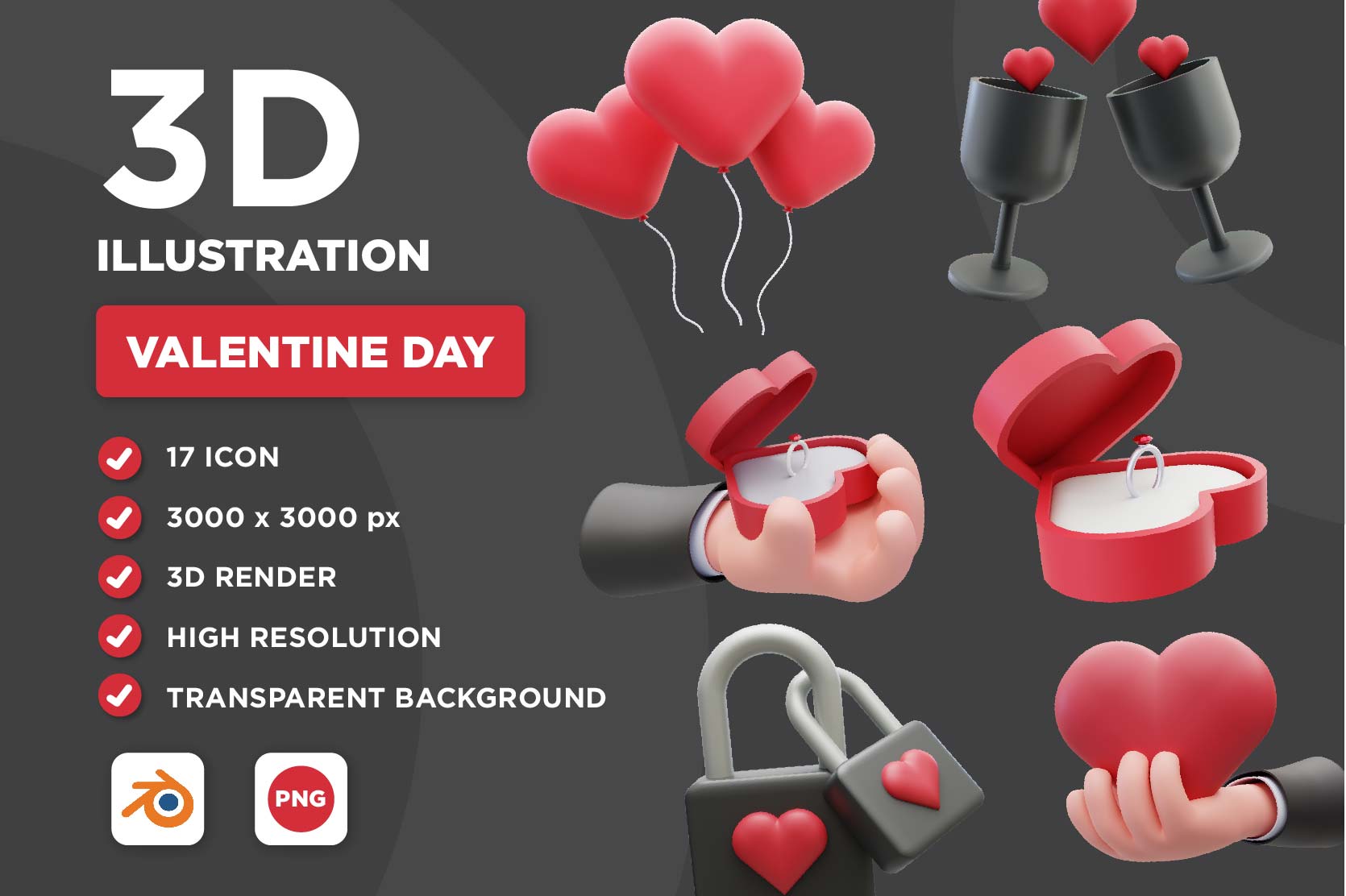 Premium Valentine's Day 3D Illustration Pack From Festival, 49% OFF