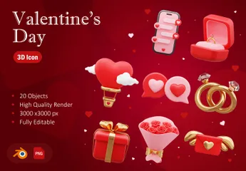 Valentine's Day Decoration 3D Icon Pack