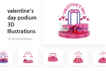 Valentine's Day Podium 3D Illustration Pack