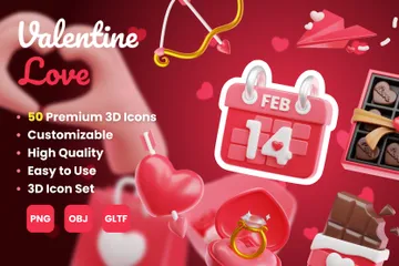 バレンタインテーマ 3D Iconパック