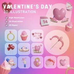 Valentine's Day 3D Icon Pack