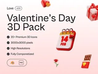 Valentine's Day 3D Icon Pack