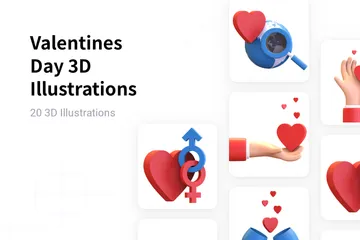 バレンタインデー 3D Illustrationパック
