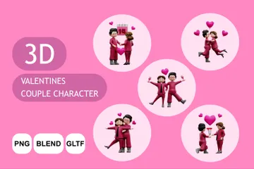 Valentinstag-Paar-Charakter 3D Illustration Pack