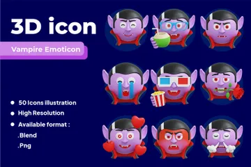 Vampire Expression Emoticon 3D Icon Pack