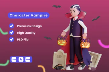 Vampire Halloween 3D Illustration Pack