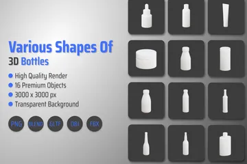 Various Shapes Of Bottles 3D Icon Pack