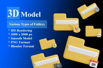 Various Types Of Folders 3D Icon Pack