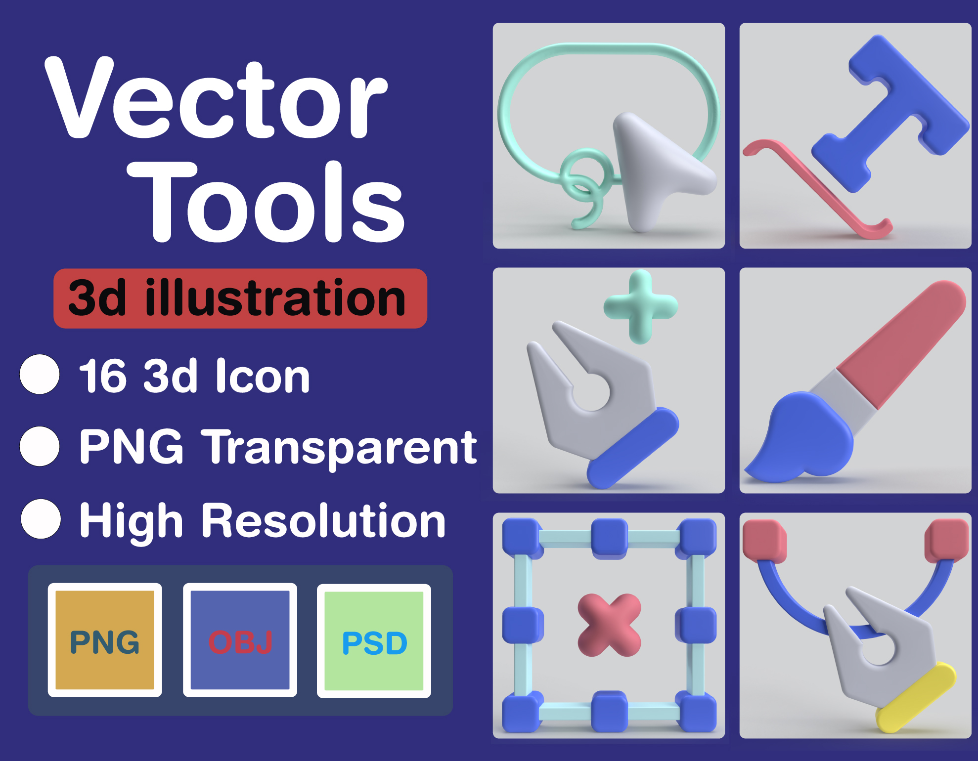 Vector Tools 3D Icon Pack - 16 Free Download Editorial 3D Icons | IconScout