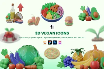 Vegano Pacote de Icon 3D