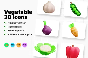 Vegetable 3D Icon Pack