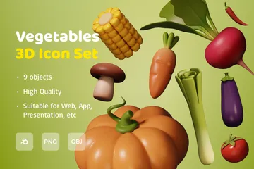 Vegetables 3D Icon Pack