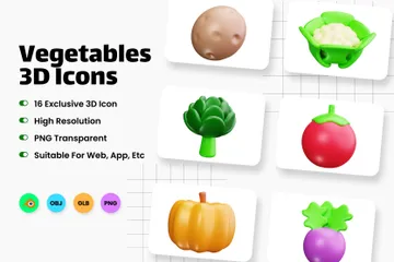 Vegetables 3D Icon Pack