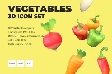 Vegetables 3D Icon Pack