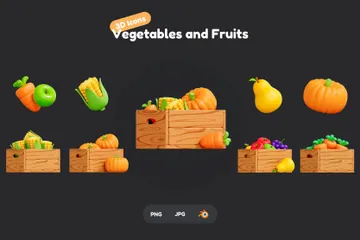 Vegetais e frutas Pacote de Icon 3D