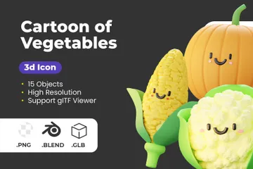 Vegetal de desenho animado Pacote de Icon 3D