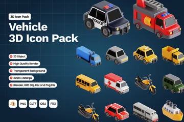 Vehicle 3D Icon Pack 3D Icon Pack