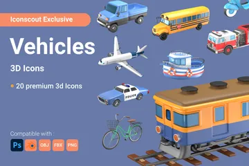 Vehicles 3D Icon Pack