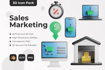 Vendas e Marketing Pacote de Icon 3D