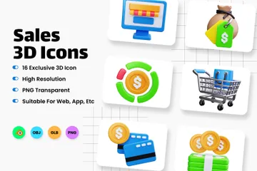 Ventas Paquete de Icon 3D