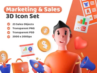 Ventes marketing 3D Illustration Pack