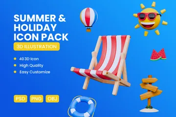 Verano y vacaciones 3D Icon Pack