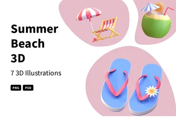 Praia de verão Pacote de Illustration 3D