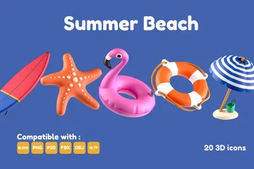 Praia de verão Pacote de Icon 3D