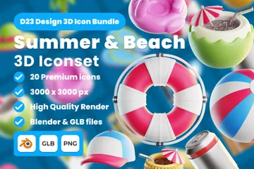 Verão e praia Pacote de Icon 3D