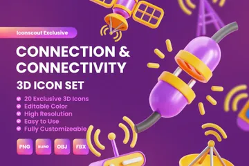 Verbindung und Konnektivität 3D Icon Pack