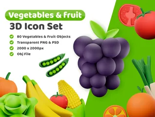 Verduras y frutas Paquete de Illustration 3D